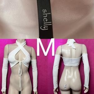 🆕Sexy Fashion White Off Shoulder Halter Top~Size M